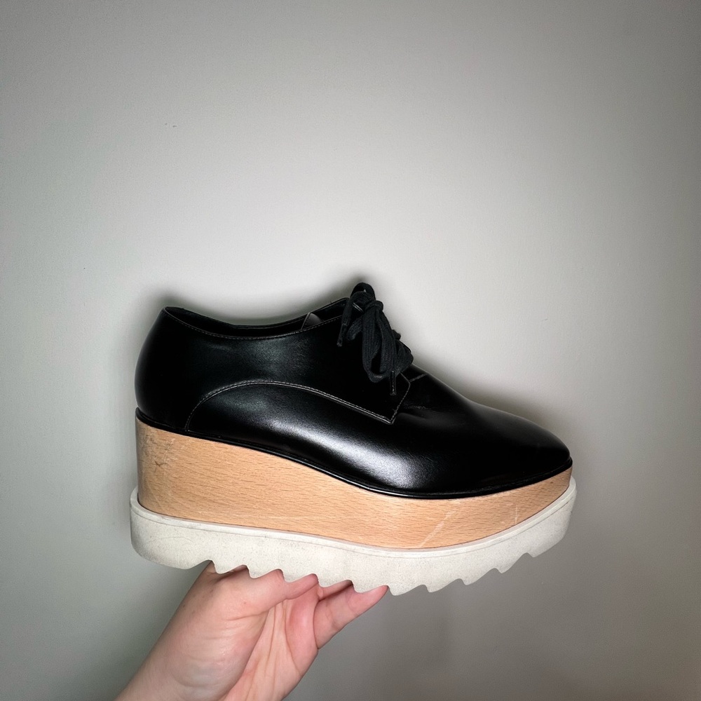 Stella McCartney - Elyse Black Platform Lace-Up Women's Shoes Size 39